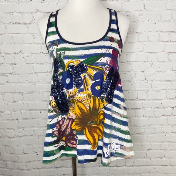 Desigual Tops - Desigual Sequin Stripe For All Tank Top Medium
